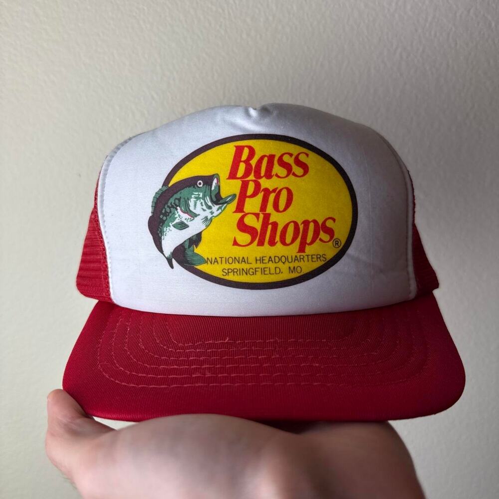 Vintage Bass Pro Shops Red & White Trucker Cap